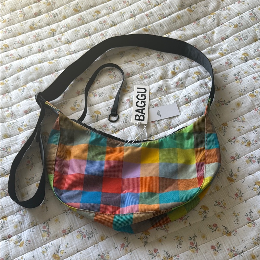 Baggu Madras Medium Crescent Bag - Urban Outfitters Exclusive